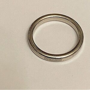 Coach Silver Logo Embossed Minimalist Style Ring Size 7.